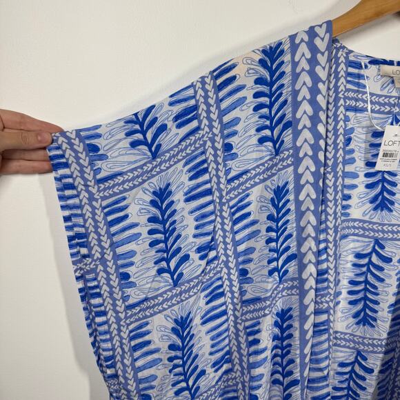 Ann Taylor LOFT Cover Up Women XS/S NWT Blue Fern Kimono Beach Pool Vacation - Picture 5 of 6